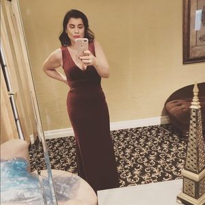 Burgundy velvet gown